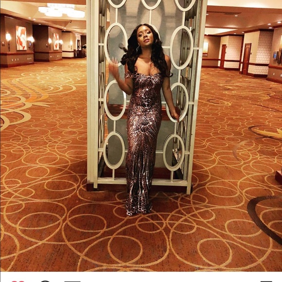 Sequin long off the shoulder dress - Picture 4 of 8